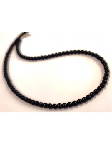 Collier obsidienne noire 4mm. Fermoire argent.