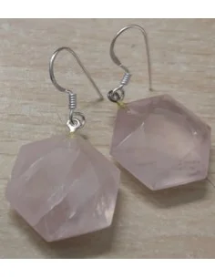 Boucles d'oreilles sceau Salomon quartz rose argent