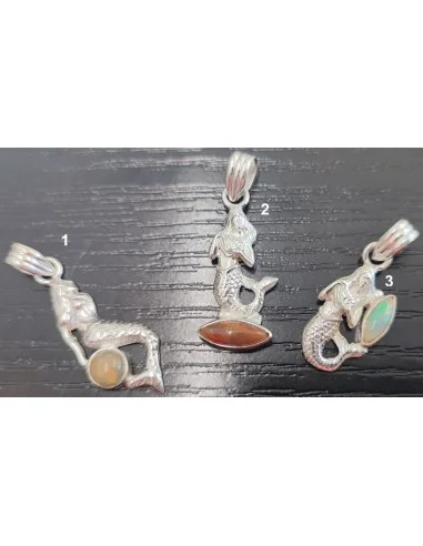 Pendentif sirene opale noble argent