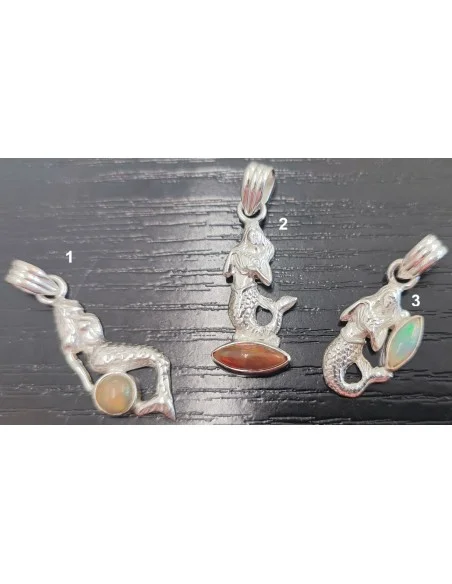 Pendentif sirene opale noble argent