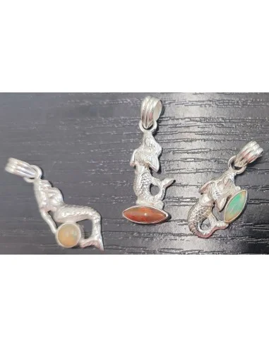 Pendentif sirene opale noble argent