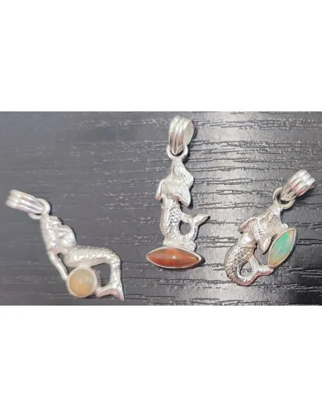 Pendentif sirene opale noble argent
