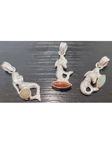 Pendentif sirene opale noble argent