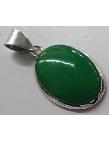Jade imperiale montée en argent pendentif