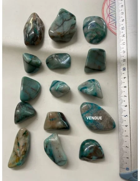 Shattuckite avec ajoite galet 35 a 55mm