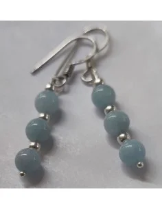 Boucles d'oreilles aigue marine montées en argent 2