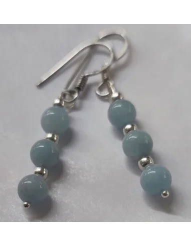 Boucles d'oreilles aigue marine montées en argent