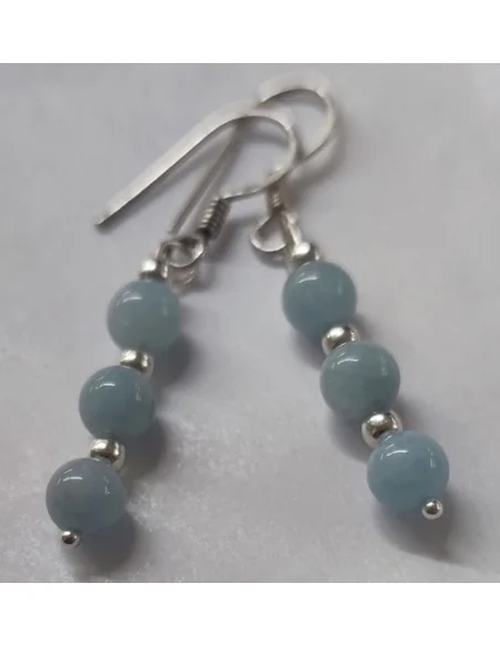 Boucles d'oreilles aigue marine montées en argent