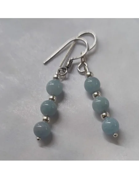 Boucles d'oreilles aigue marine montées en argent