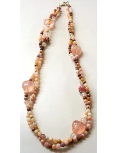 Colier quartz rose, opale et rhdocrosite 2