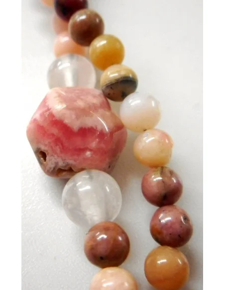 Colier quartz rose, opale et rhdocrosite Colier quartz rose, opale et rhdocrosite