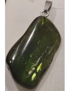 Verdélite pendentif, Tourmaline verte montée en argent