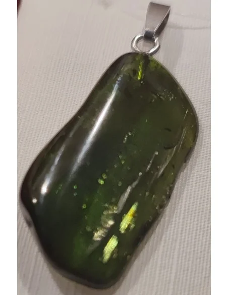 Verdélite pendentif, Tourmaline verte montée en argent