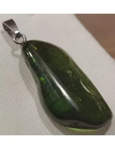 Verdélite pendentif, Tourmaline verte montée en argent 2