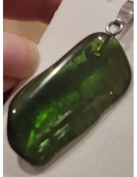Verdélite pendentif, Tourmaline verte montée en argent