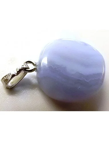 Agate bleu, calcedoine Bleu pendentif argent