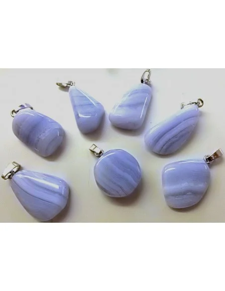 Agate bleu, calcedoine Bleu pendentif argent Agate bleu, calcedoine Bleu pendentif argent