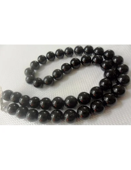 Collier en tourmaline noire boules 1cm
