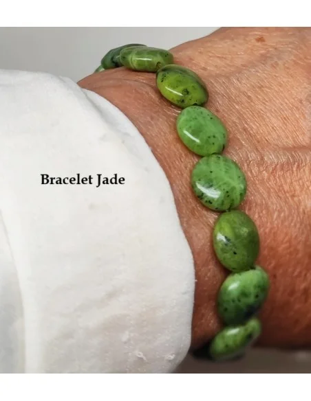 Bracelet Jade Ovale plat 10mm