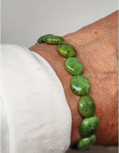 Bracelet Jade Ovale plat 10mm