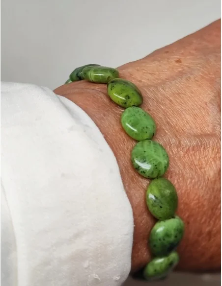 Bracelet Jade Ovale plat 10mm