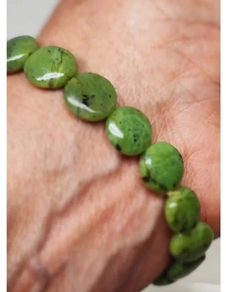 Bracelet Jade Ovale plat 10mm