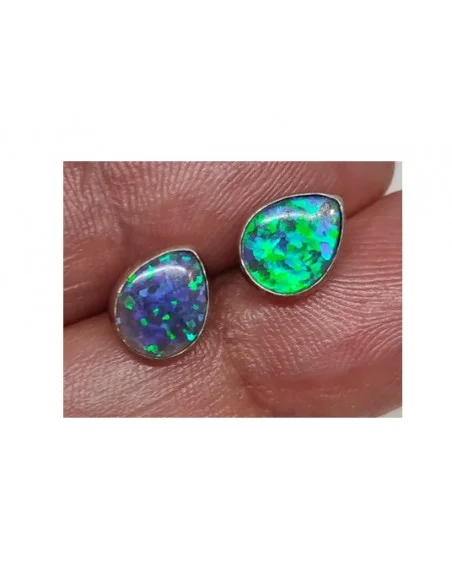 Opale noble indigo boucles oreilles pouce