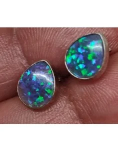 Opale noble indigo boucles oreilles pouce