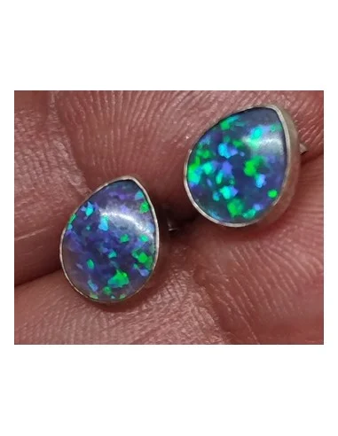 Opale noble indigo boucles oreilles pouce