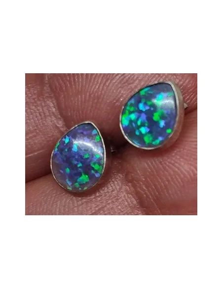 Opale noble indigo boucles oreilles pouce