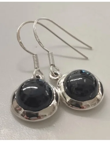 Boucles en tourmaline noire montées en argent