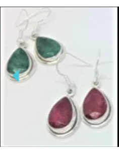 Boucles d'oreilles pierres en forme de goûtes montées en...