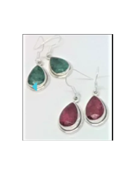 Boucles d'oreilles pierres en forme de goûtes montées en argent