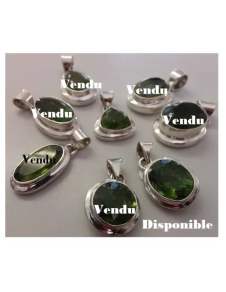 Péridot Gemme pendentif argent