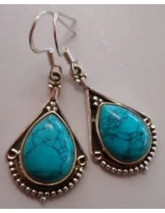 Boucles turquoise pendentes argent
