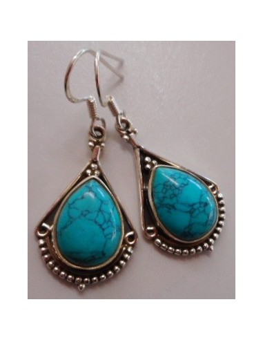 Boucles turquoise pendentes argent