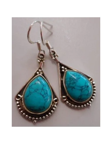 Boucles turquoise pendentes argent