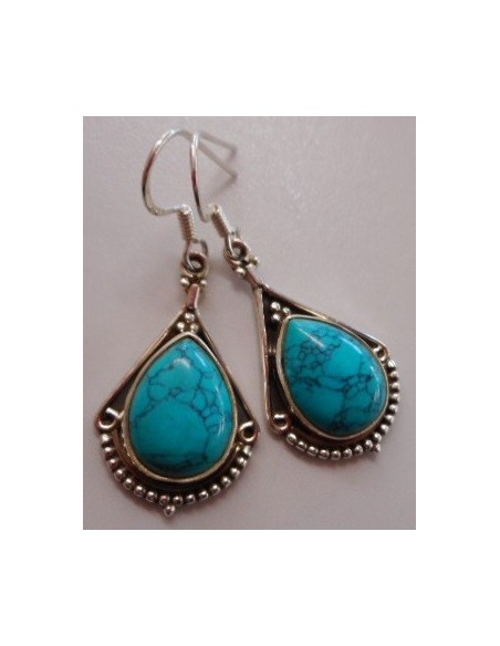 Boucles turquoise pendentes argent