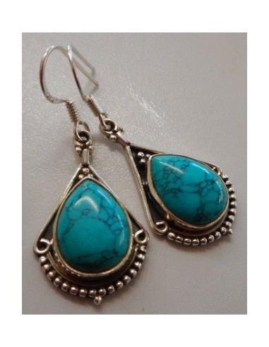 Boucles turquoise pendentes argent
