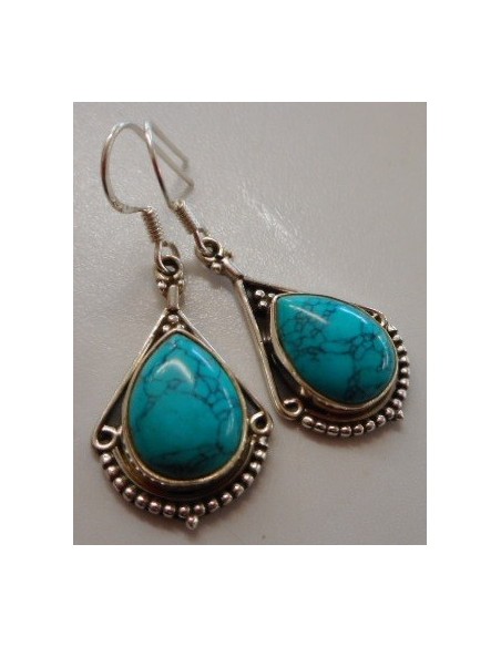 Boucles turquoise pendentes argent