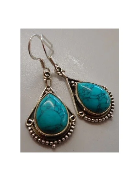 Boucles turquoise pendentes argent
