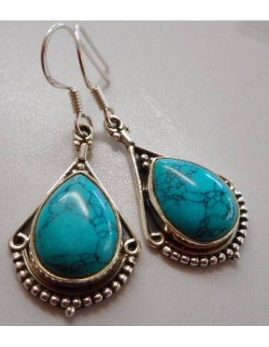 Boucles turquoise pendentes argent
