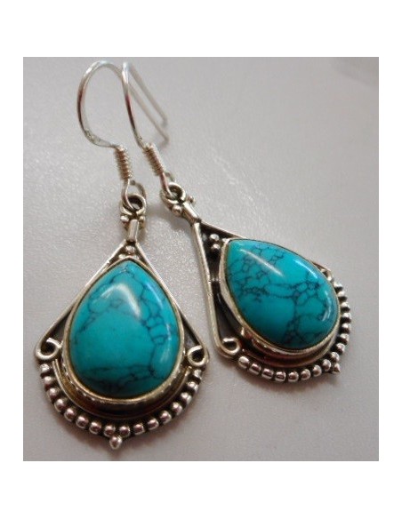 Boucles turquoise pendentes argent