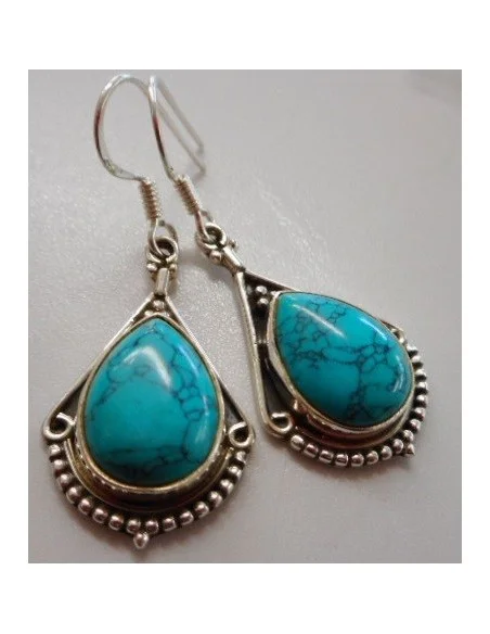 Boucles turquoise pendentes argent