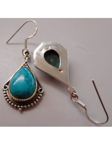 Boucles turquoise pendentes argent
