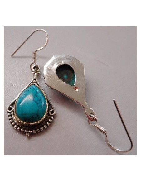 Boucles turquoise pendentes argent