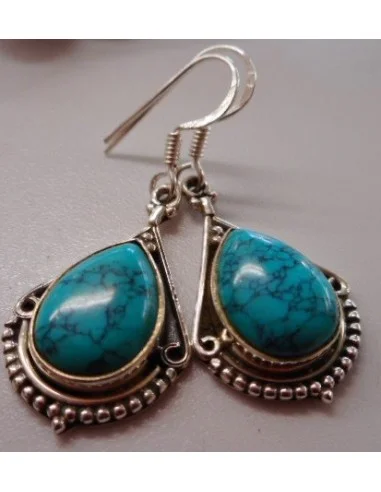 Boucles turquoise pendentes argent