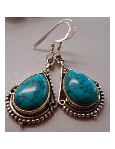 Boucles turquoise pendentes argent