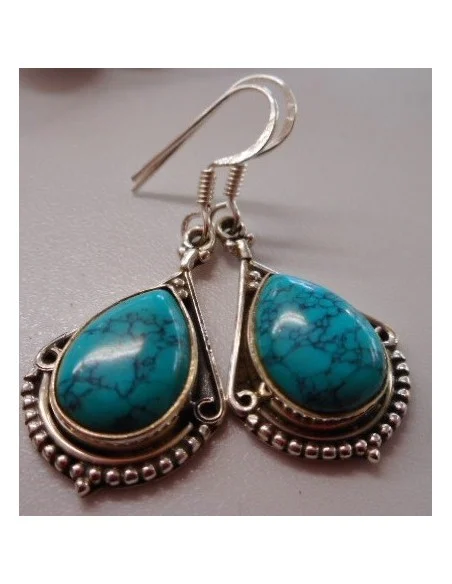 Boucles turquoise pendentes argent
