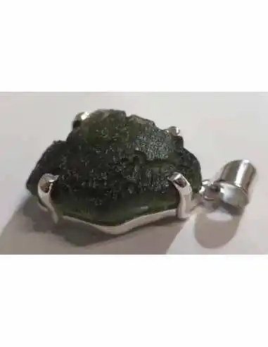 Grands pendentifs en moldavite montées en argent